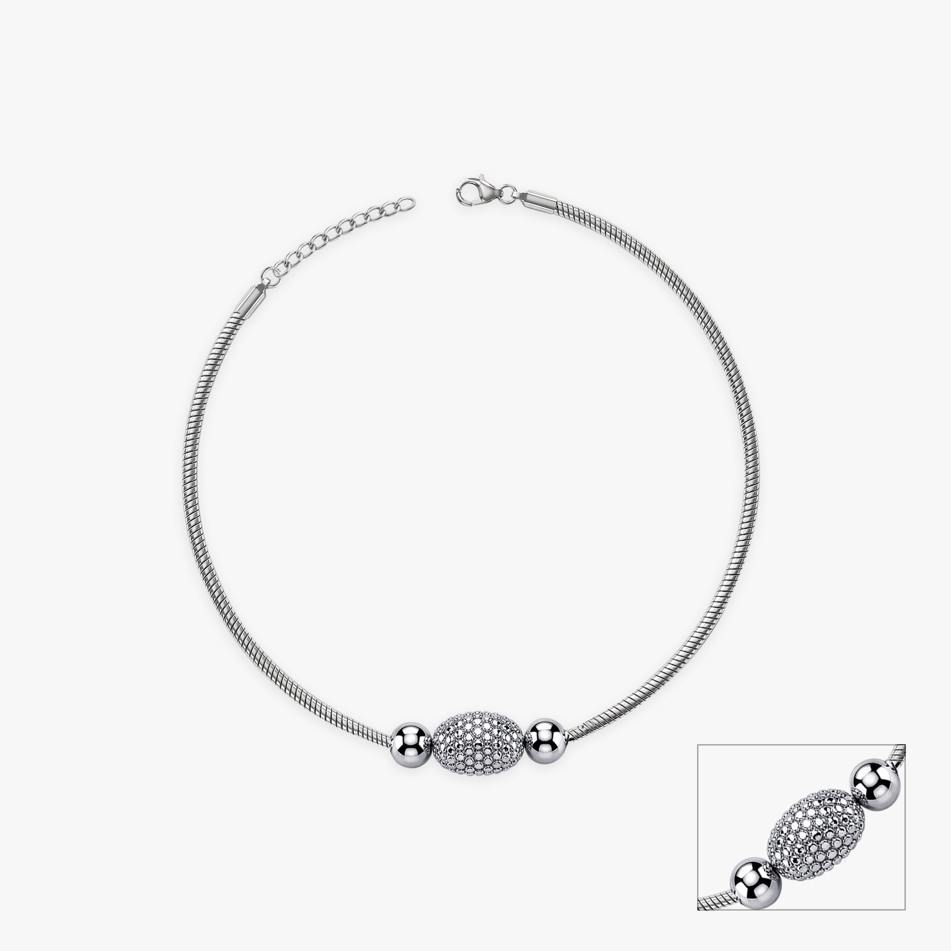 Silver Classic Single Sphere Anklet