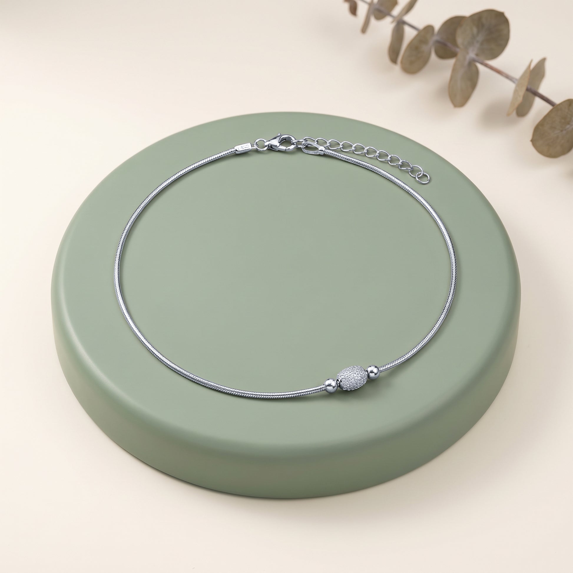 Silver Classic Single Sphere Anklet