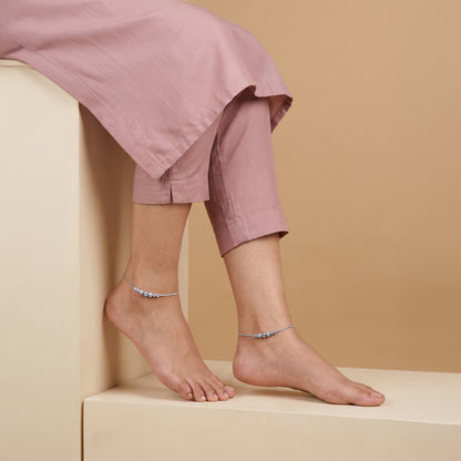 Silver Classic Bead Drop Anklet