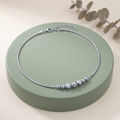 Silver Classic Bead Drop Anklet