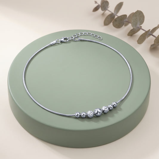 Silver Classic Bead Drop Anklet