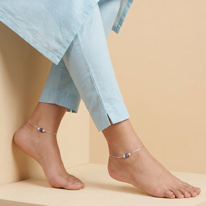 Silver Zoya Evil Eye Anklet