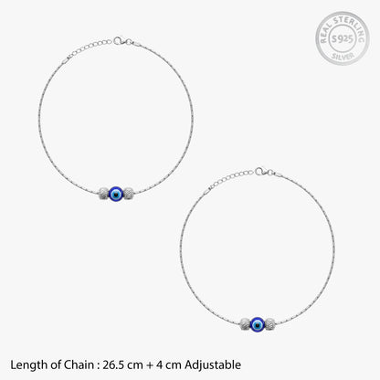 Silver Zoya Evil Eye Anklet