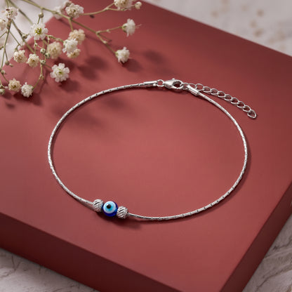 Silver Zoya Evil Eye Anklet