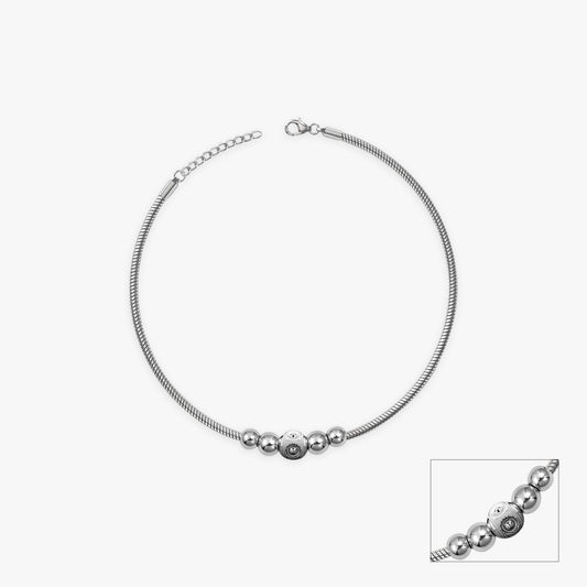 Silver Classic Moon Bead Anklet