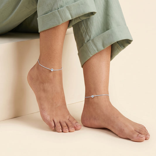 Silver Classic Dancing Bead Anklet