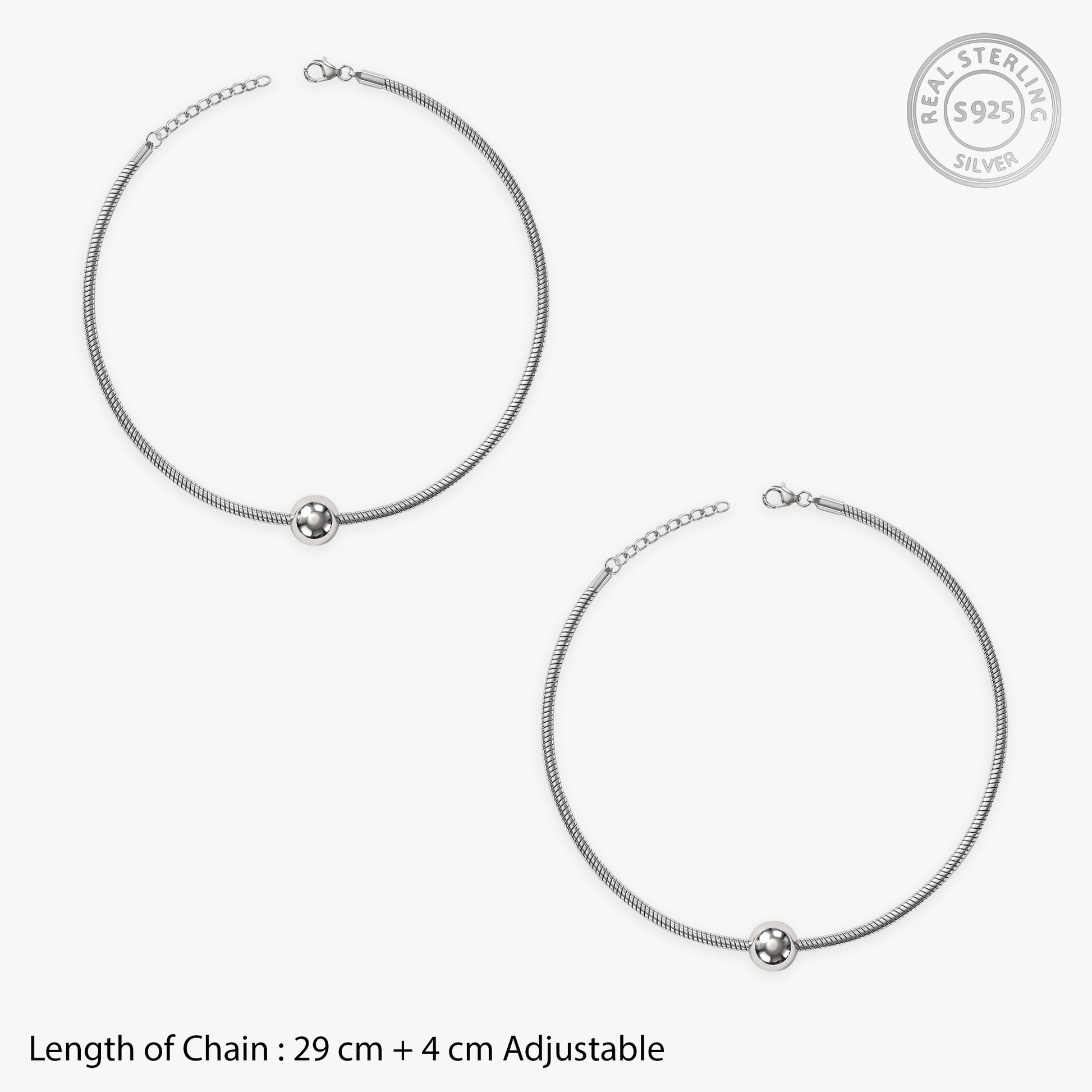 Silver Classic Dancing Bead Anklet