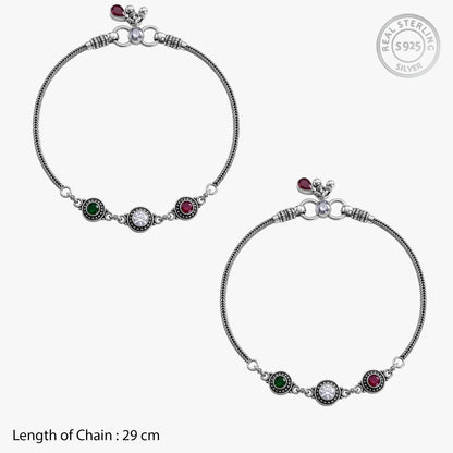 Oxidised Silver Royal Triveni Anklet