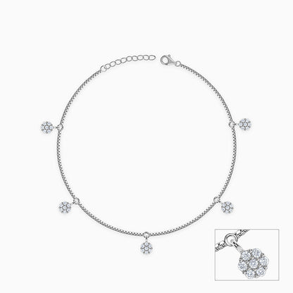 Silver Snowflake Sparkle Charm Anklet