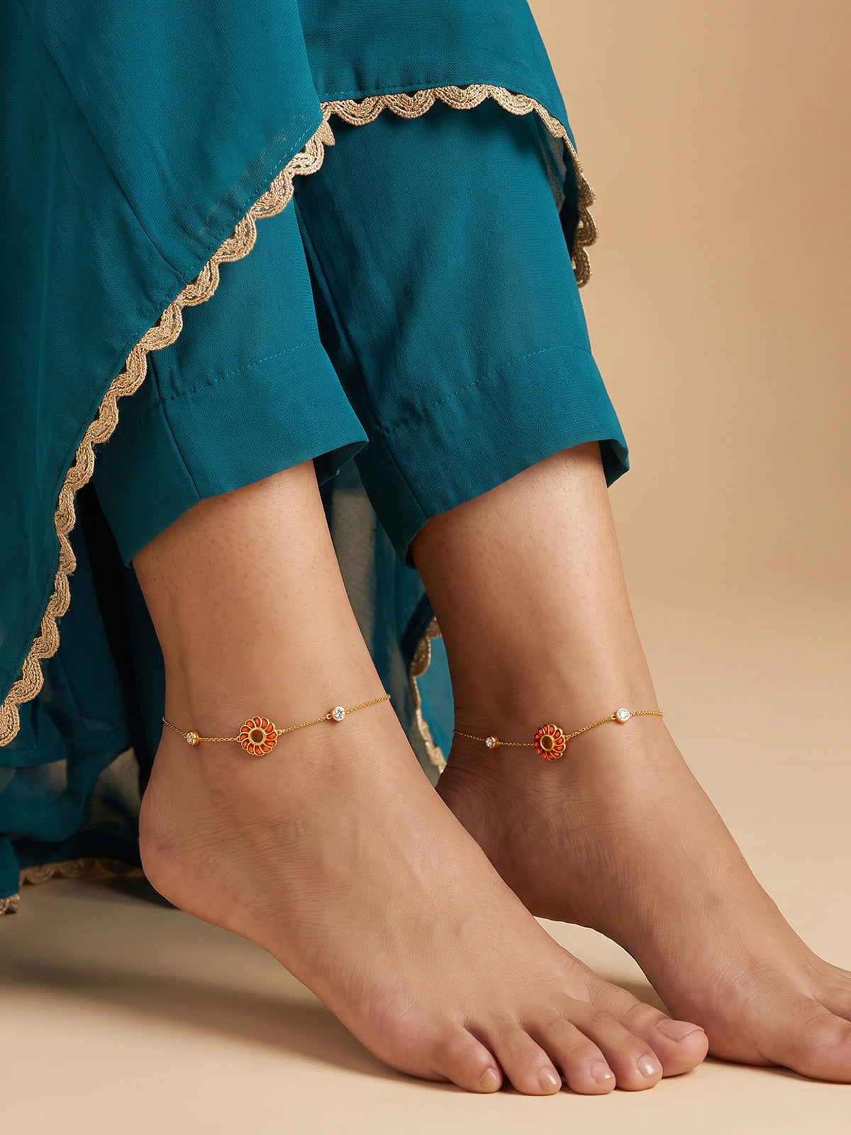 Golden Kesari Jalebi Anklet