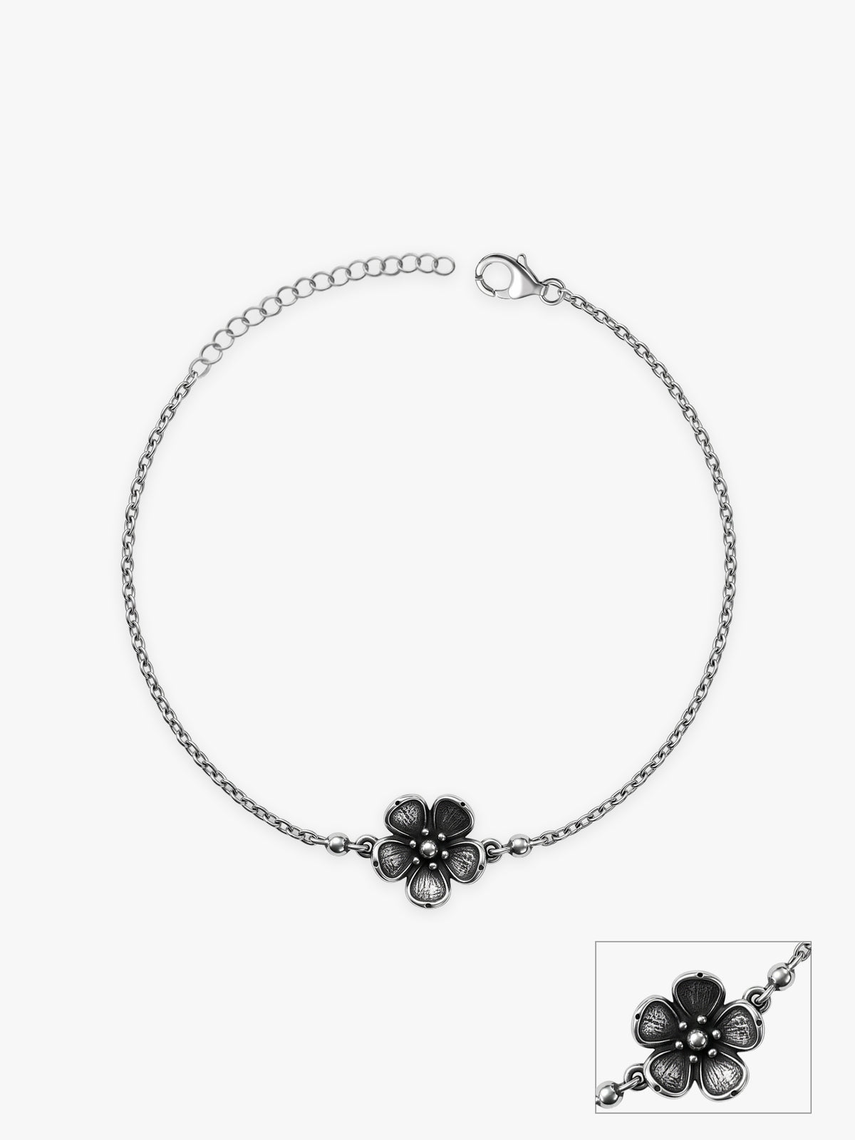 Oxidised Floral Station Anklet