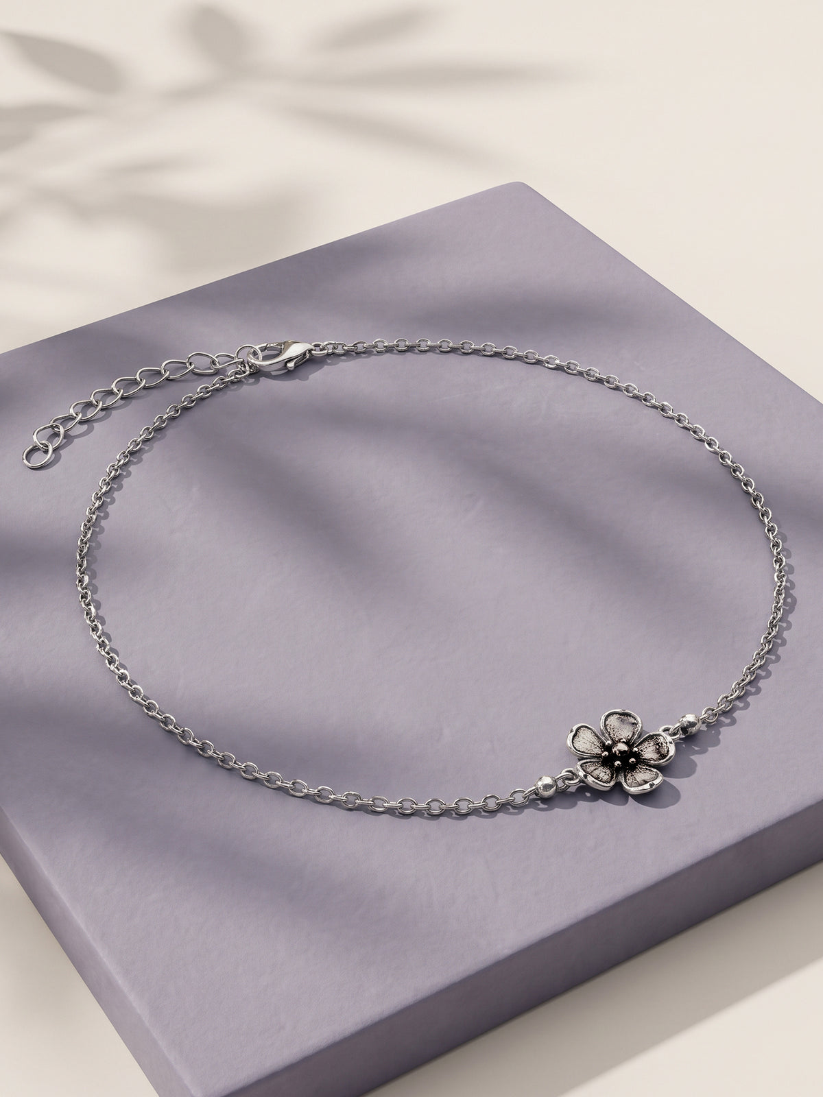 Oxidised Floral Station Anklet