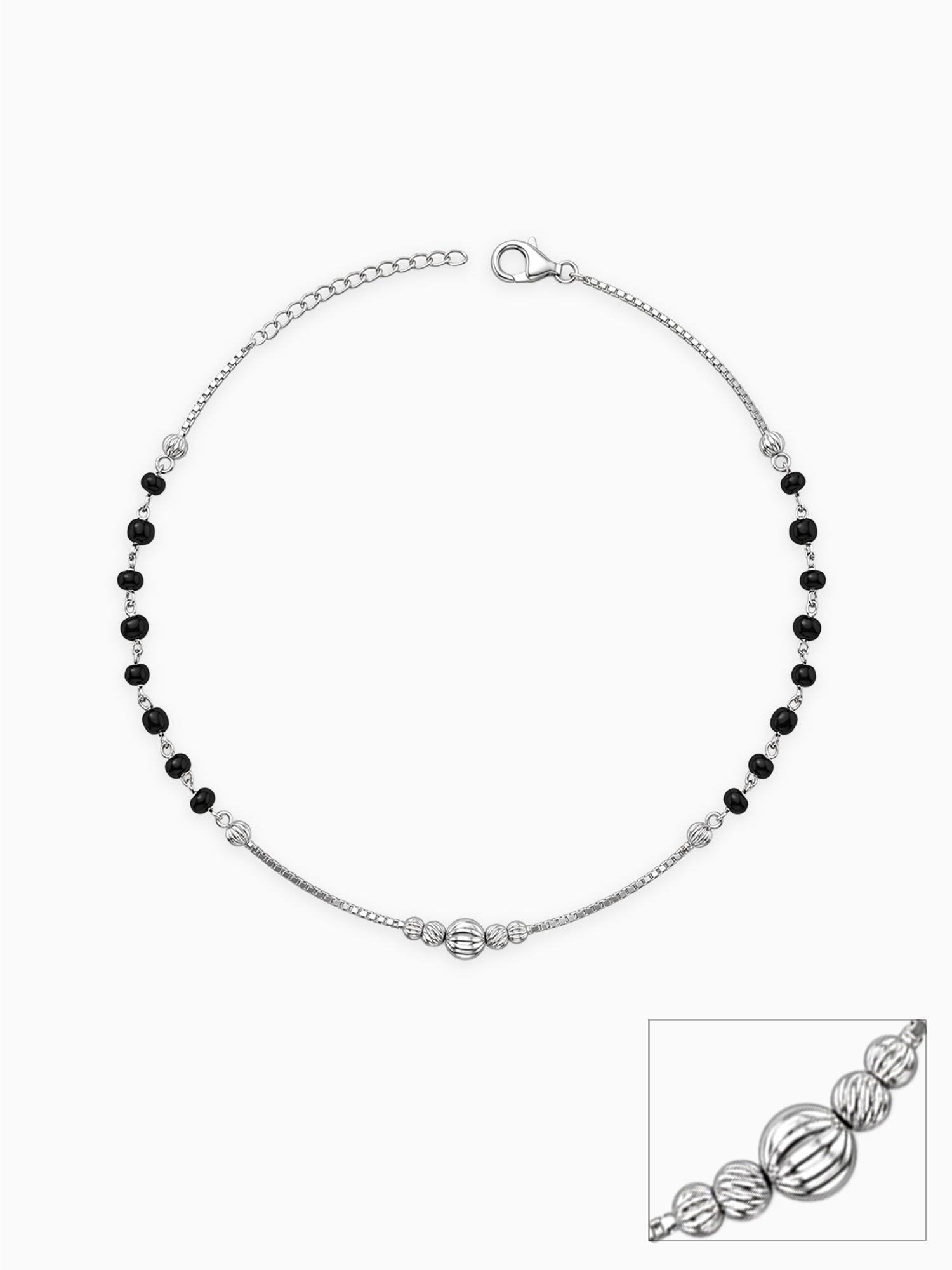 Silver Noir Steps Anklets