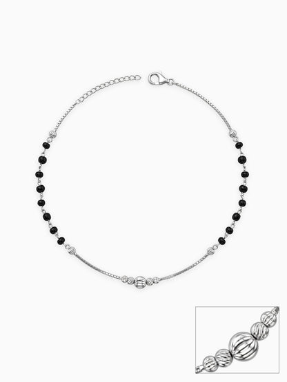 Silver Noir Steps Anklets