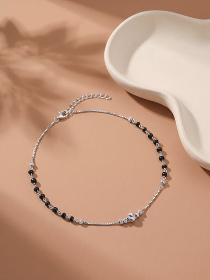 Silver Noir Steps Anklets
