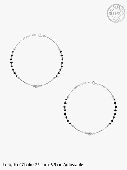 Silver Noir Steps Anklets