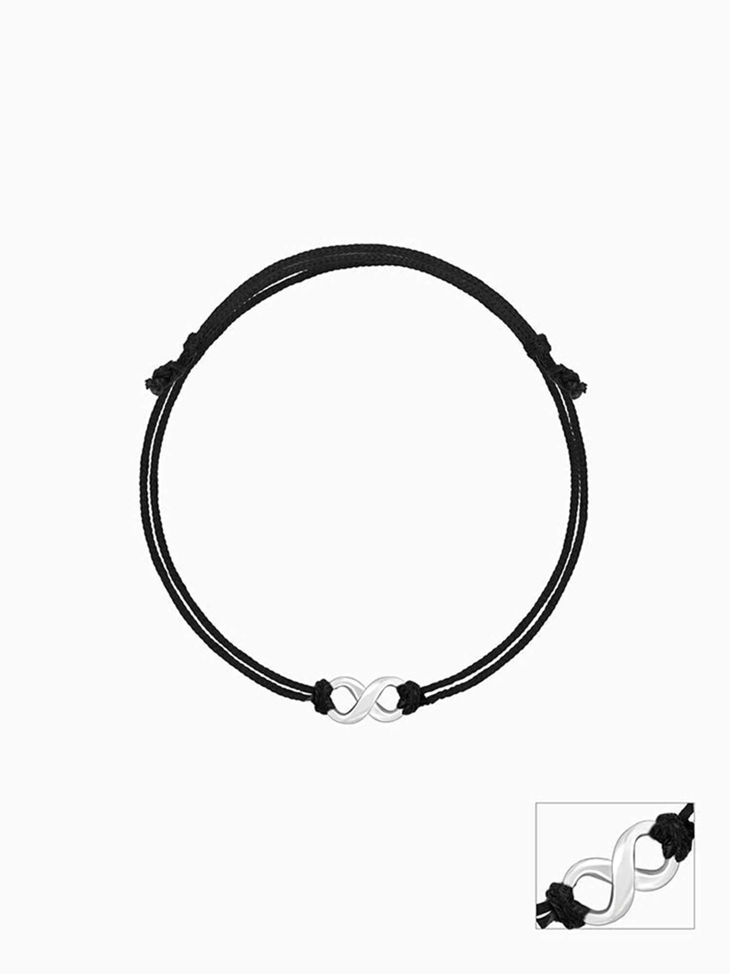 Silver Infinity Black Thread Anklets