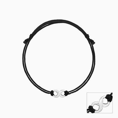 Silver Infinity Black Thread Anklets