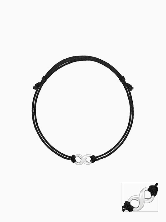 Silver Infinity Black Thread Anklets