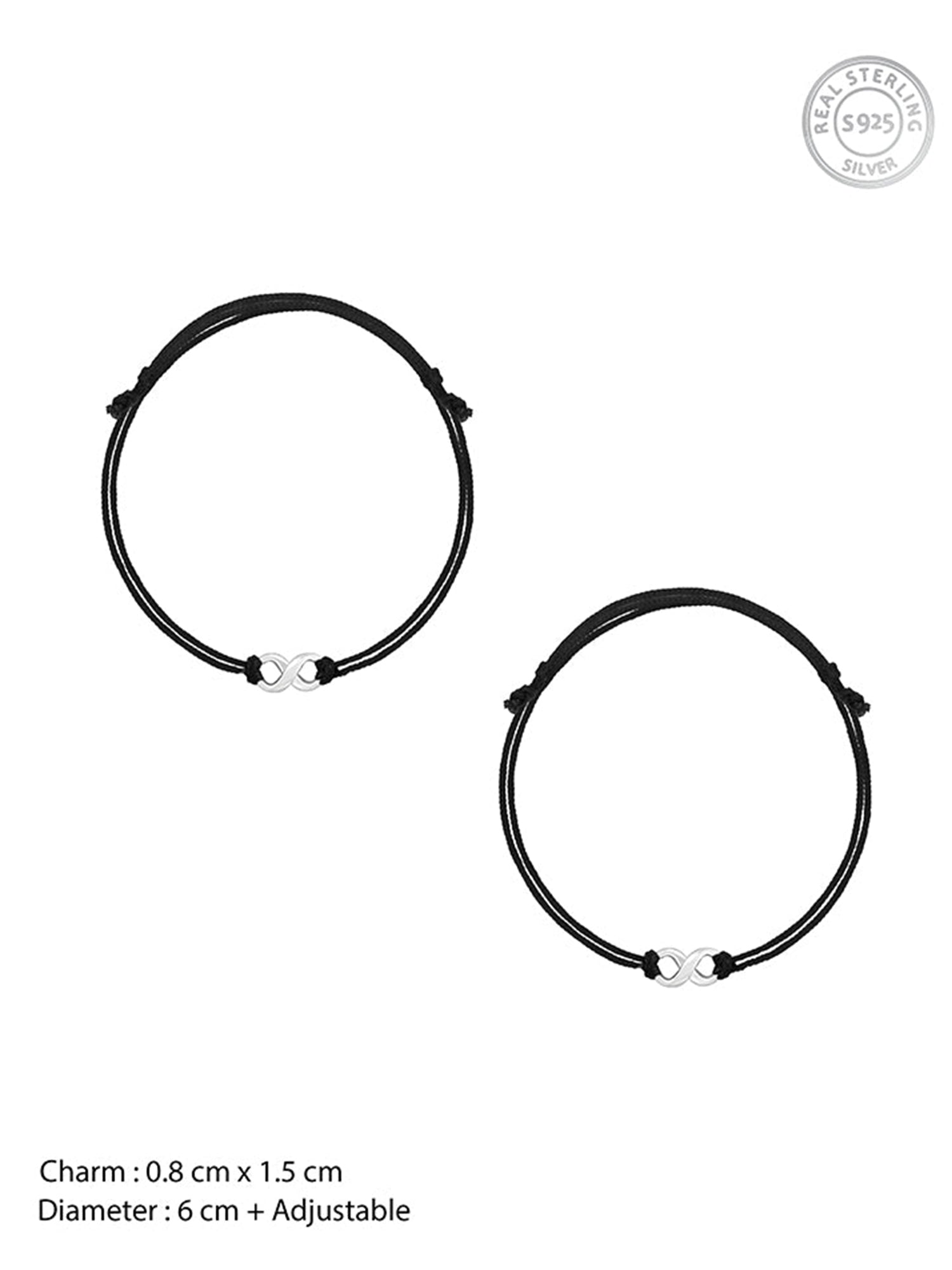 Silver Infinity Black Thread Anklets