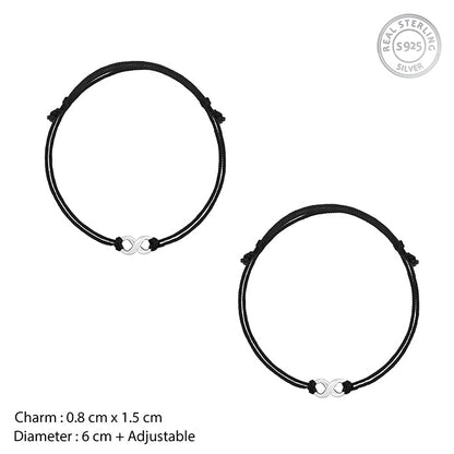 Silver Infinity Black Thread Anklets