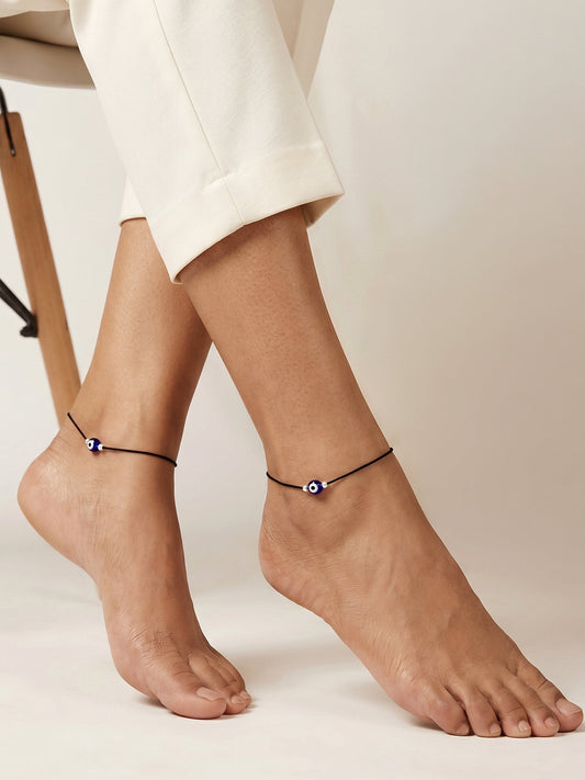 Silver Evil Eye Anklet