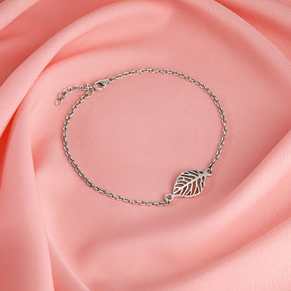 Oxidised Silver Leaf Anklet