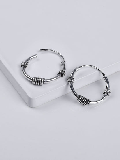 Oxidised Silver Ring Baali (Hoops) For Him