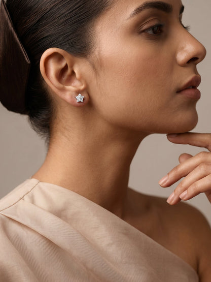 Silver Zircon Constellation Earrings