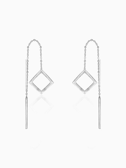 Oxidised Silver Square Danglers