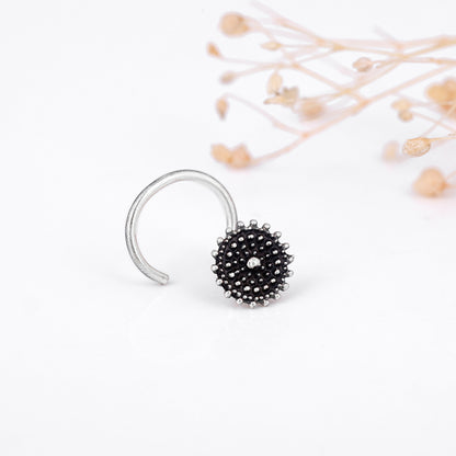 Oxidised Silver Mandala Nose Pin