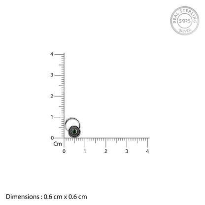 Oxidised Silver Bottle Green Nose Pin