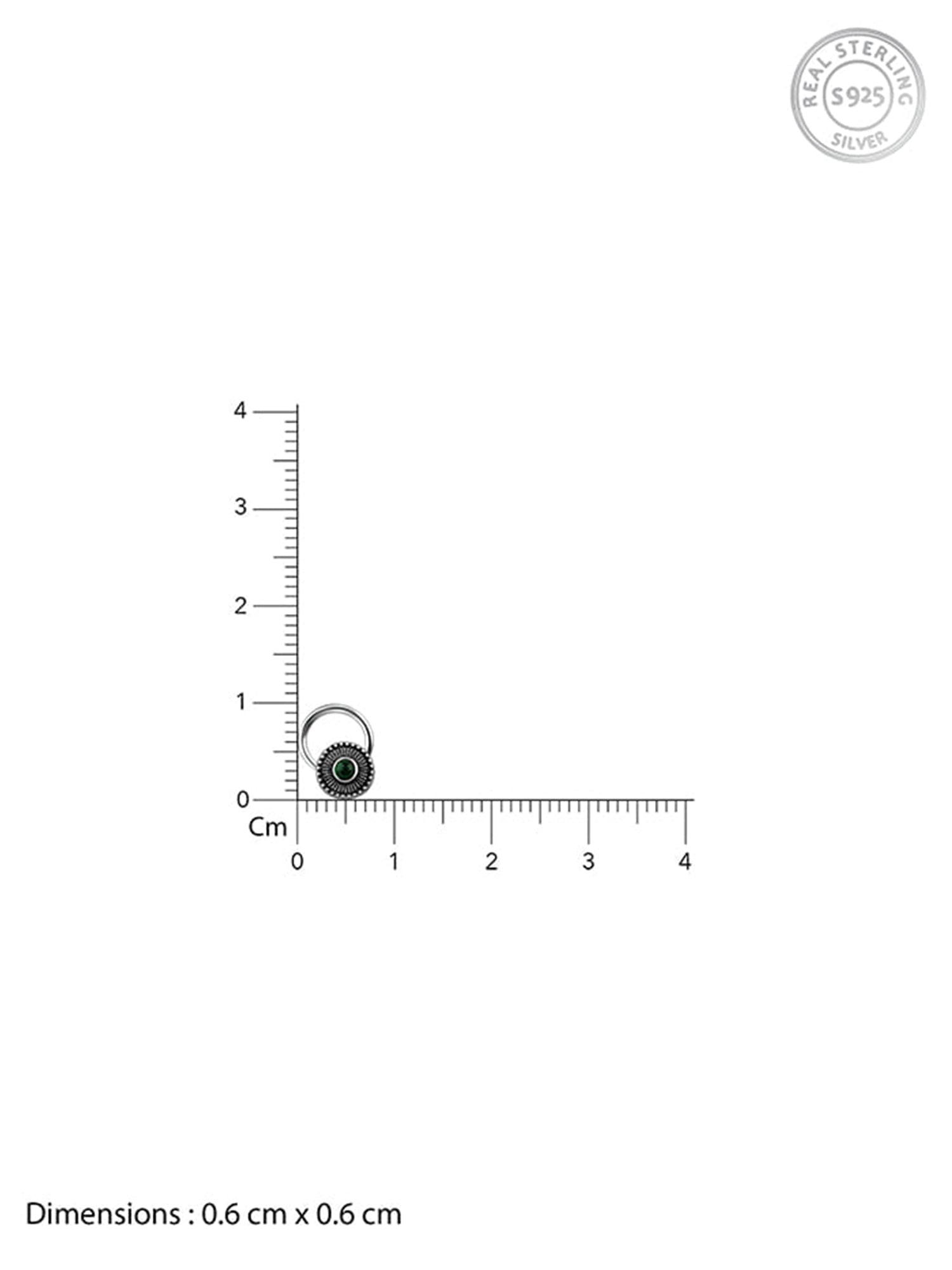 Oxidised Silver Bottle Green Nose Pin