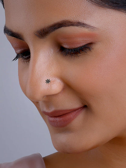 Oxidised Silver Flower Blossom Nose Pin
