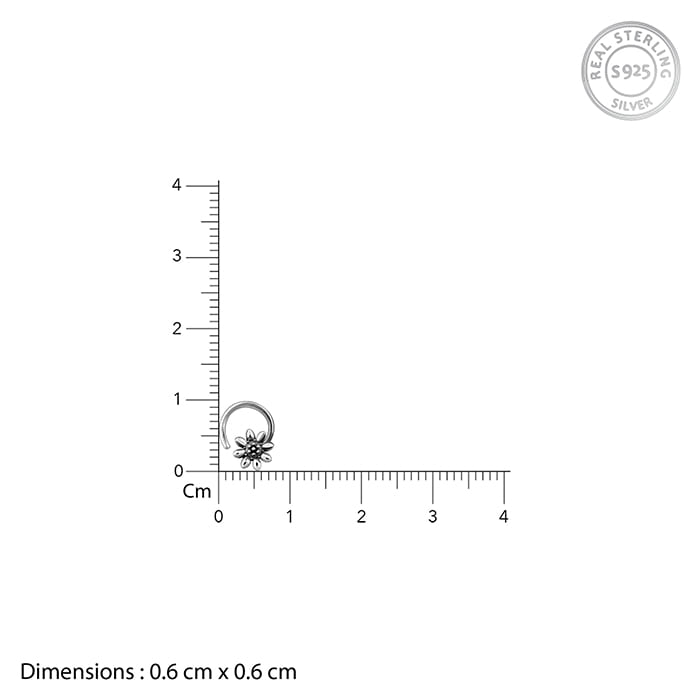 Oxidised Silver Flower Blossom Nose Pin - view 5