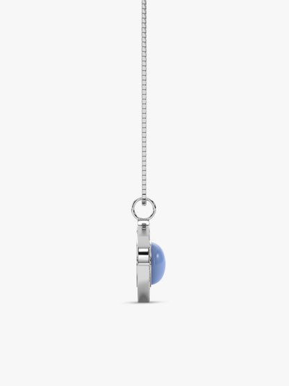 Oxidised Silver Moonstone Crescent Pendant with Box Chain