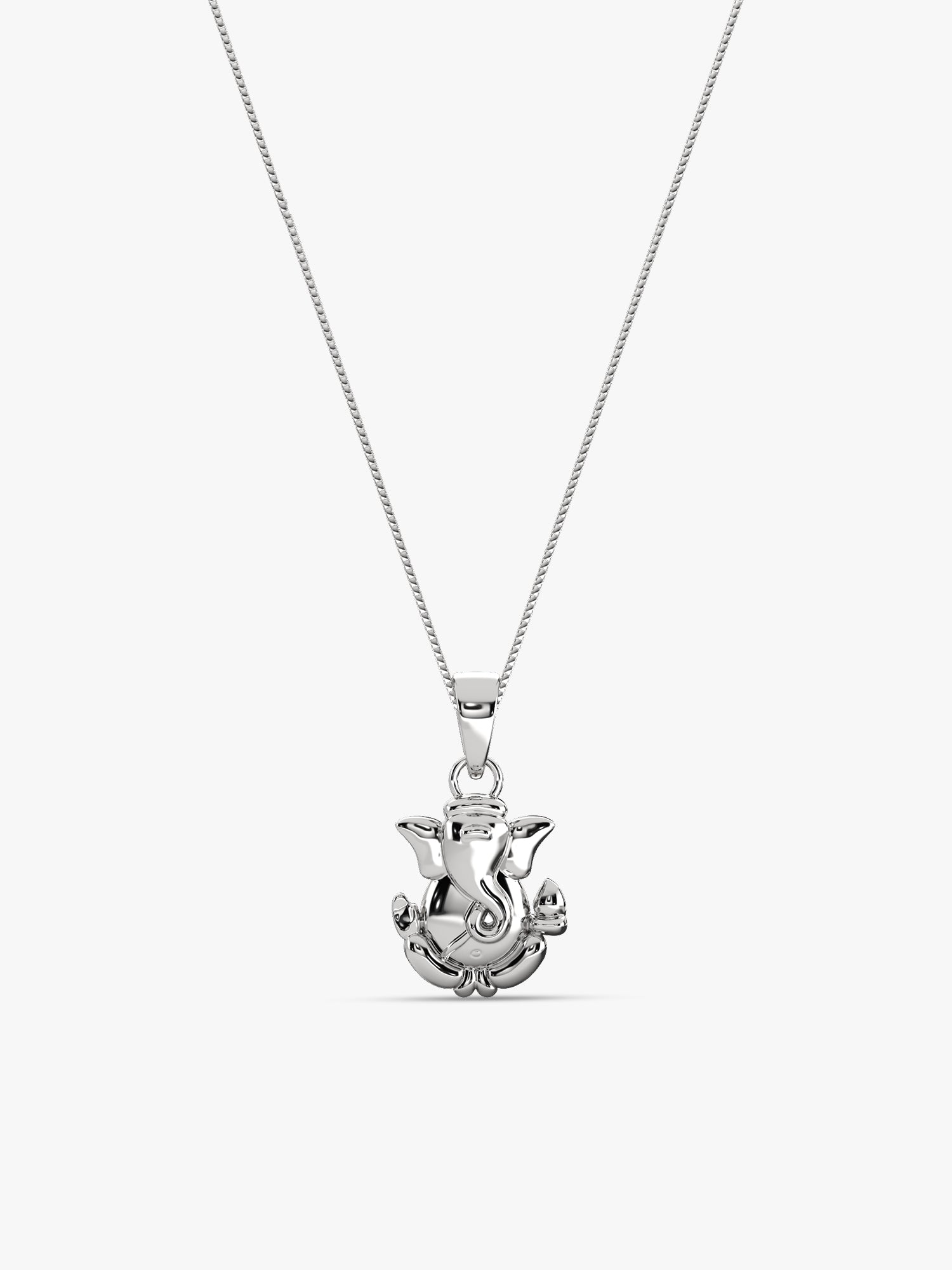 Silver Ganpati Pendant with Box Chain
