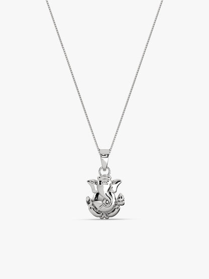 Silver Ganpati Pendant with Box Chain