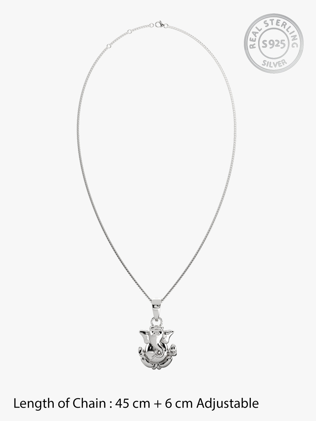 Silver Ganpati Pendant with Box Chain