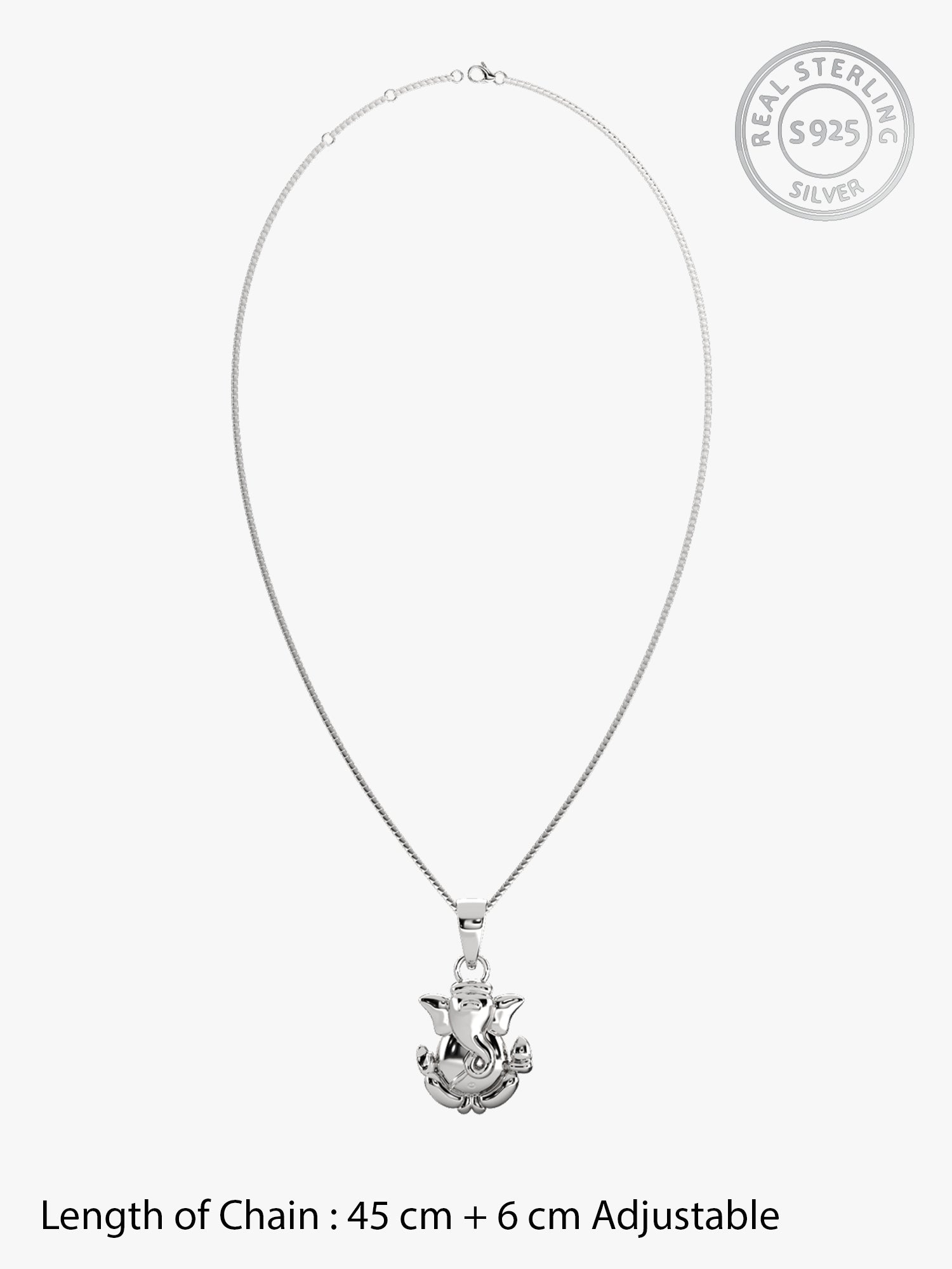 Silver Ganpati Pendant with Box Chain