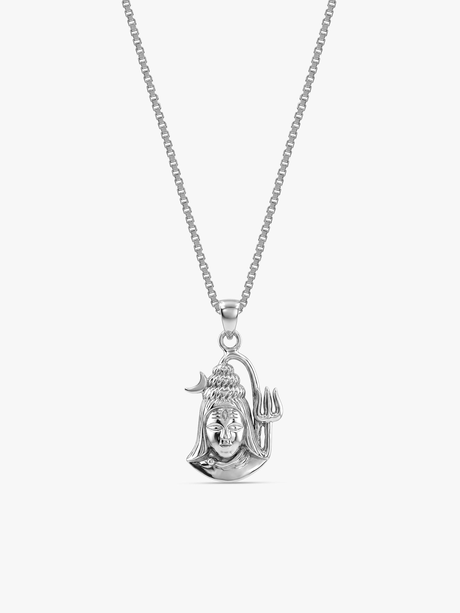 Silver Shiva Pendant with Box Chain