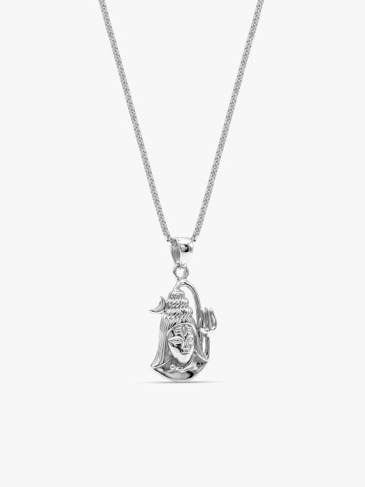 Silver Shiva Pendant with Box Chain