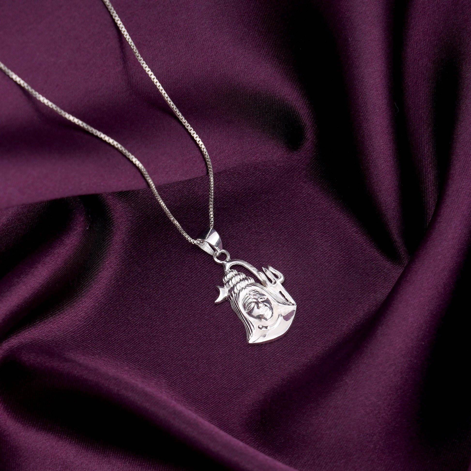Silver Shiva Pendant with Box Chain – GIVA - Main Image
