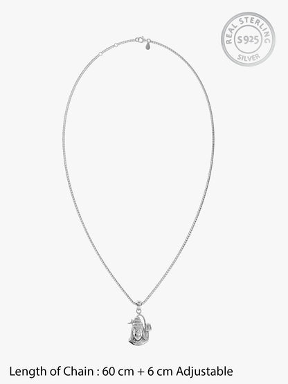 Silver Shiva Pendant with Box Chain