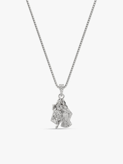 Silver Radha-Krishna Pendant with Box Chain