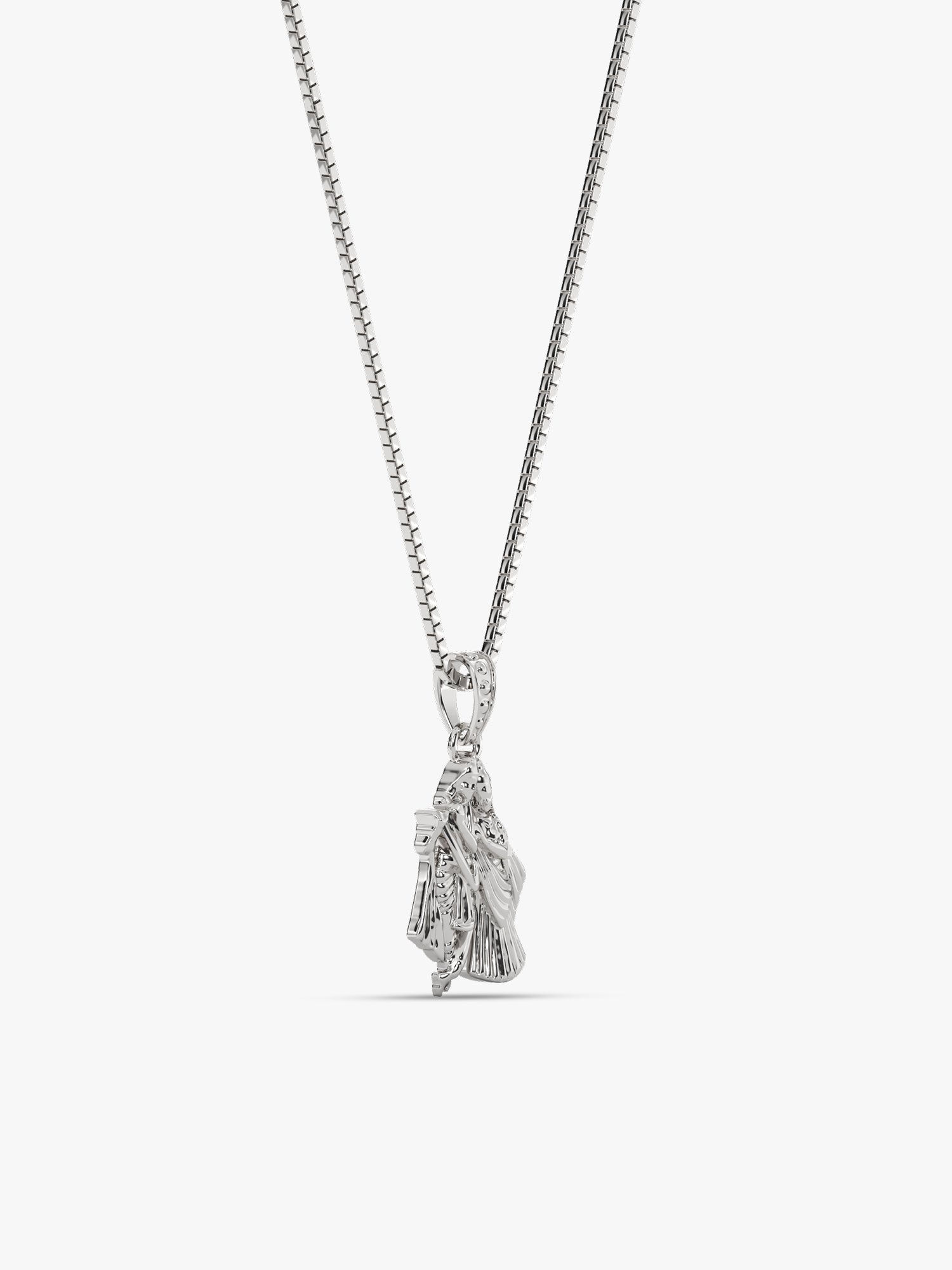 Silver Radha-Krishna Pendant with Box Chain