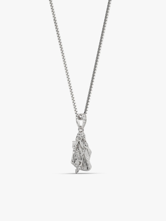 Silver Radha-Krishna Pendant with Box Chain