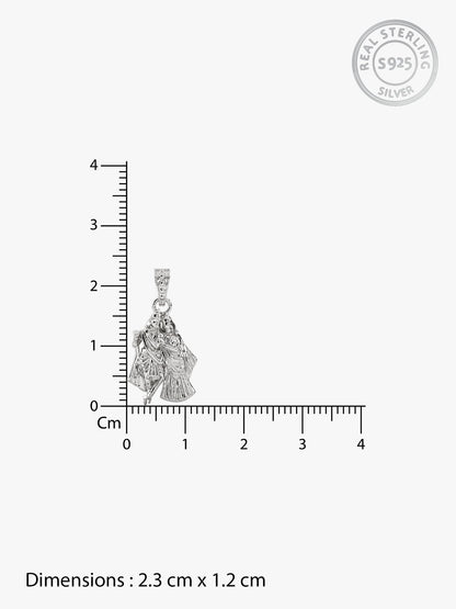 Silver Radha-Krishna Pendant with Box Chain