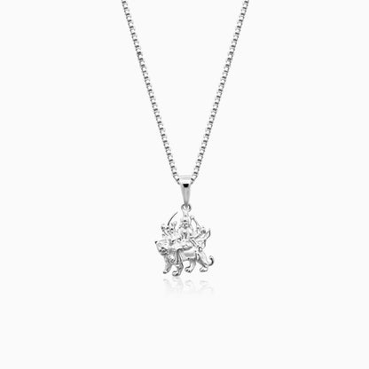 Silver Durga Pendant With Box Chain