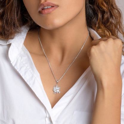 Silver Durga Pendant With Box Chain